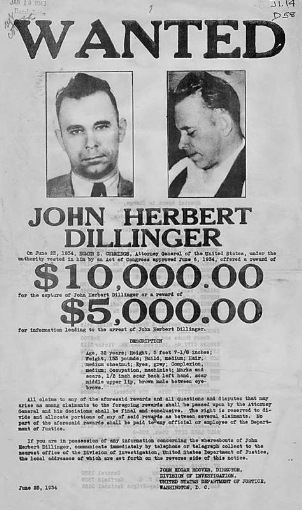 wanted dillinger wanted dillinger
