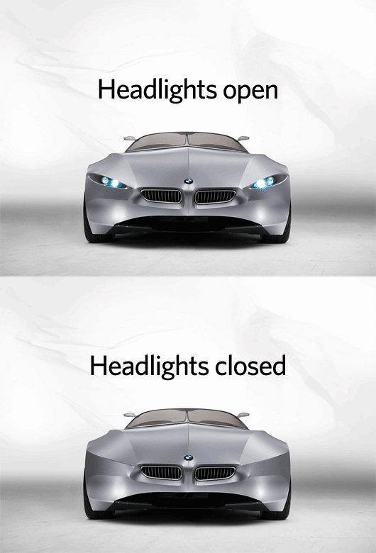 BMW GINA — сравнение положений фар