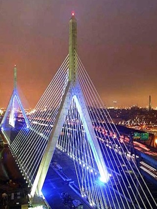 Близкий вид на вантовую систему моста