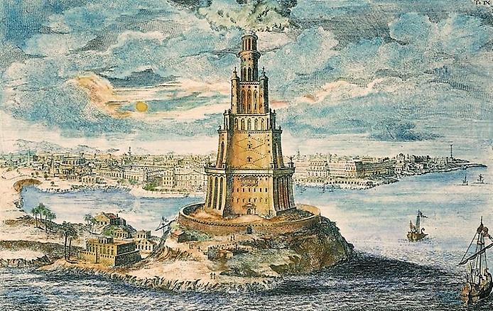 реконструкция Александрийского маяка на острове Фарос в Александрии
