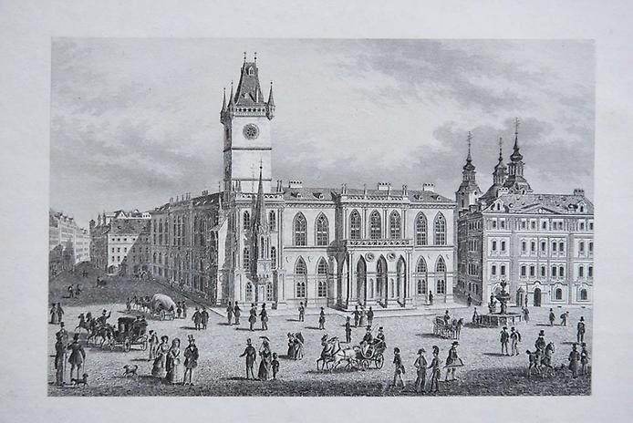 Староместкая ратуша. Гравюра 1860 года гравюра Староместкой ратуши 1860 года