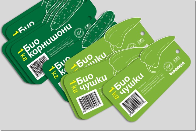 Разные типы органических наклеек и ярлыков