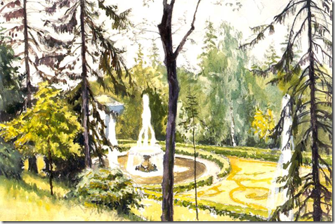 «Петергоф. Нижний фонтан у Каскада», 1942