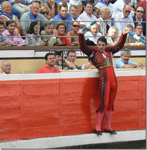 Бандерильеро ставит первую пару бандериль