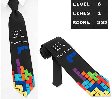 Галстук с рисунком из игры Тетрис