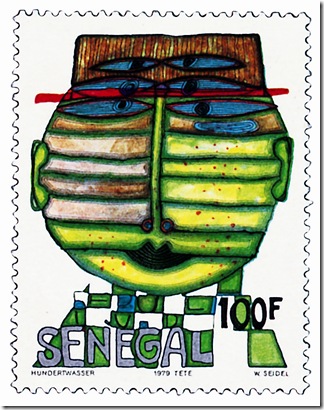 почтовая марка Сенегала по рисунку Хундертвассера, 1979