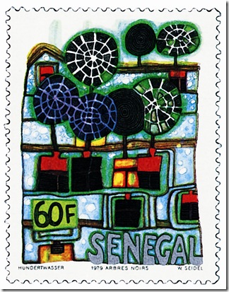 марка Сенегала с чёрными деревьями, 1979