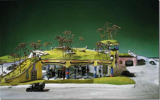 макет автозаправки с садом на крыше, 1989
